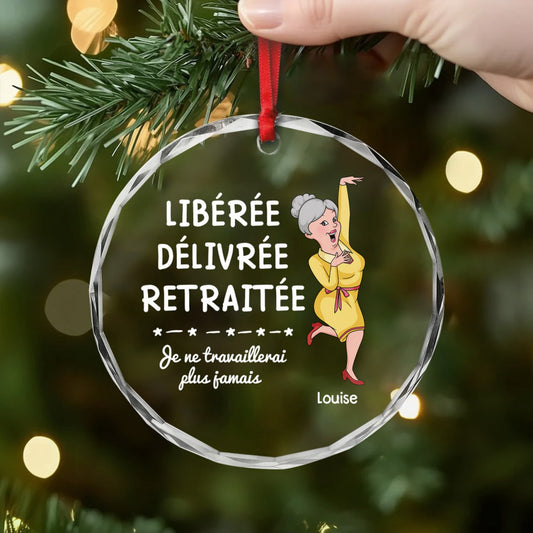 2558OFR2 ornement noel en verre personnalise pour femme et homme libere retraite 2558o6v5b