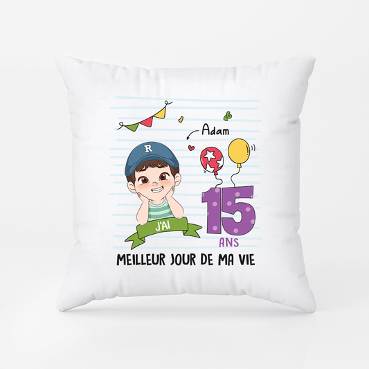 2597PFR2 coussin meilleur jour de ma vie personnalise