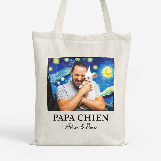 2628BFR1 tote bag maman papa chien version van gogh personnalise