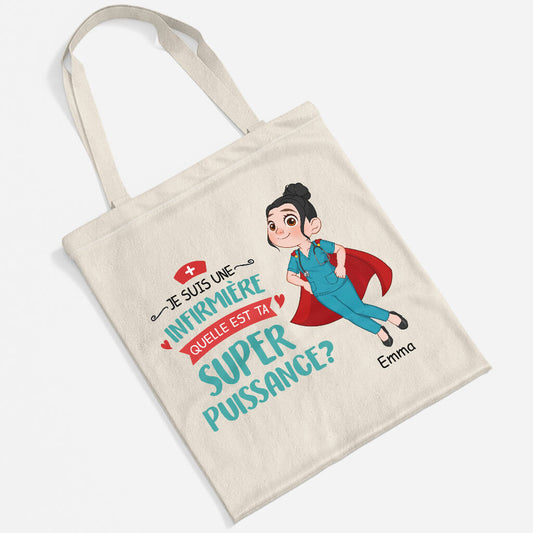 2639BFR2 je suis une infirmiere tote bag infirmiere personnalise