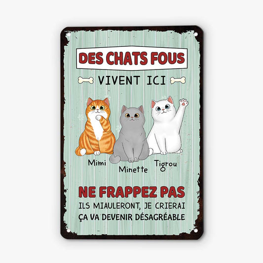2642EFR1 des chats fous vivent ici plaque personnalisee pour amoureux des chats_194416c7 7bf1 44e6 b02e 35b31959783f