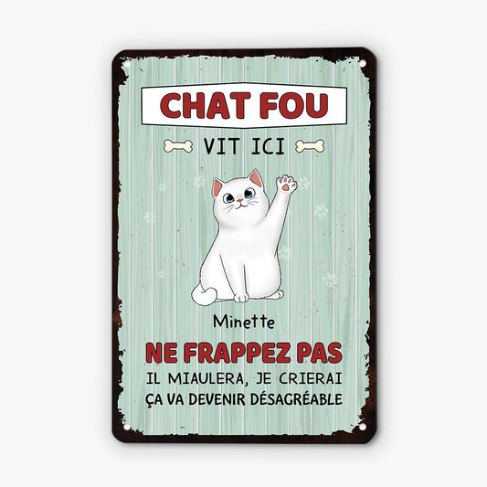 2642EFR2 des chats fous vivent ici plaque personnalisee pour amoureux des chats_1dca5922 17e9 4dee 852c c957f82c3899
