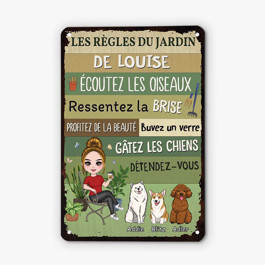 2643EFR1 les regles du jardin de stephanie avec chiens des chiens fous vivent ici plaque personnalisee pour amoureux des chiens_80014004 fd55 4dc3 a6fa c621613d0fdc