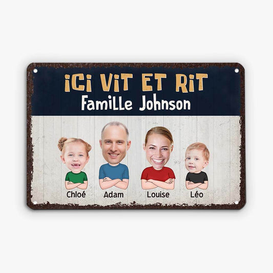 2647EFR2 ici vit et rit famille bernard plaque personnalisee pour maison et parents