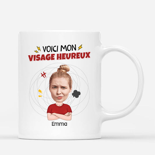 2661MFR1 voici mon visage heureux mug femme humour personnalise