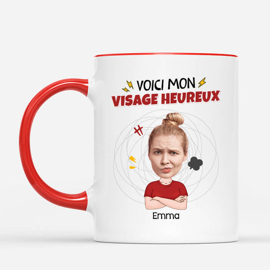 2661MFR2 voici mon visage heureux mug homme humour personnalise