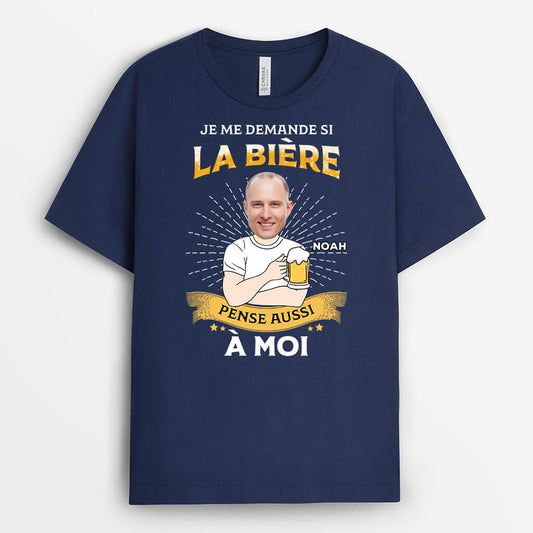 2681AFR2 je me demande si la biere pense aussi a moi t shirt homme personnalise humour