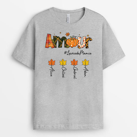 2707AFR1 amour _laviedemamie version citrouilles  t shirt personnalise mamie