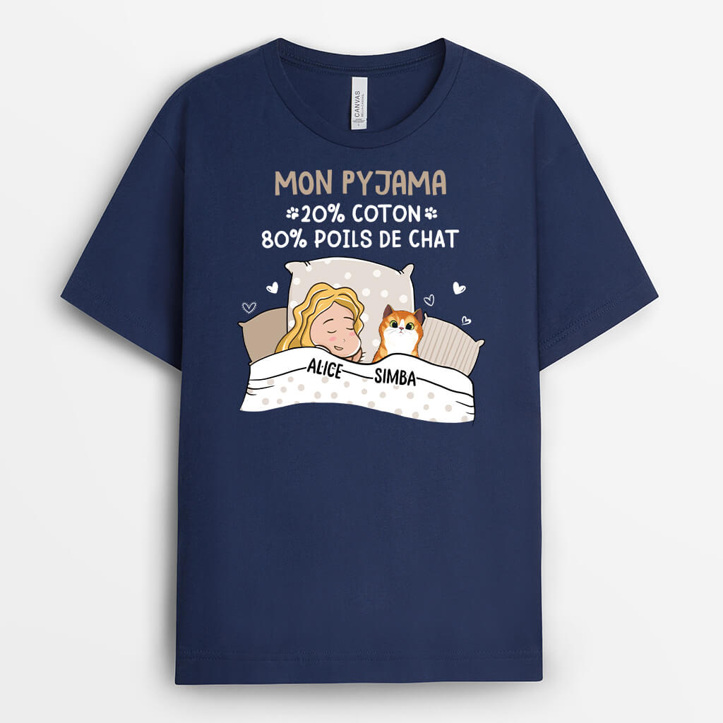 2729AFR2 mon pyjama 20_ coton 80_ chat t shirt chat original