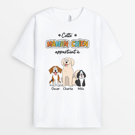 2755AFR1 cette maman chien ce papa chien appartient a version couleurs dautomne t shirt avec chien original