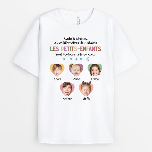 2769AFR1 les petits enfants sont toujours pres du coeur avec visages t shirt famille personnalisable