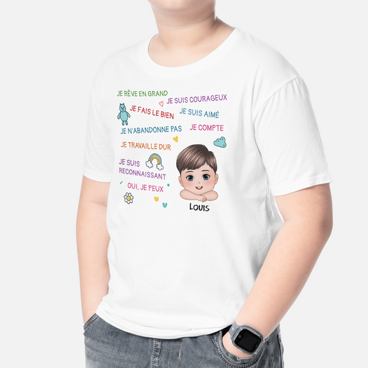 2819AFR2 je reve en grand t shirt pour enfant personnalise