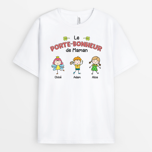 2821AFR1 le porte bonheur de mamie tee shirt personnalise mamie