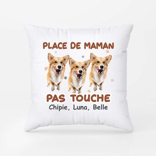 2833PFR2 place de maman pas touche version chien coussin chien personnalisable