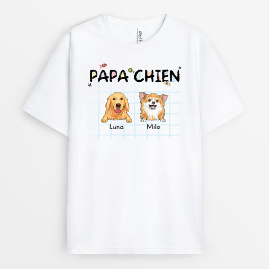 2848AFR1 papa chat adorable t shirt personnalise chien