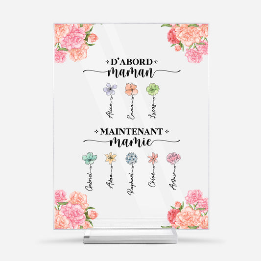 2851RFR1 cadeau dabord maman ensuite mamie plaque en acrylique personnalisee avec support 2851r8q5a