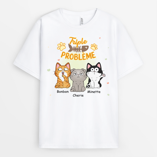 2852AFR1 t shirt personnalise chat trois fois plus dennuis 2852a5z8d