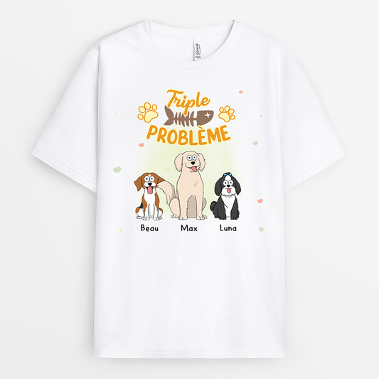 2852AFR1 t shirt personnalise chien trois fois plus dennuis 2852a