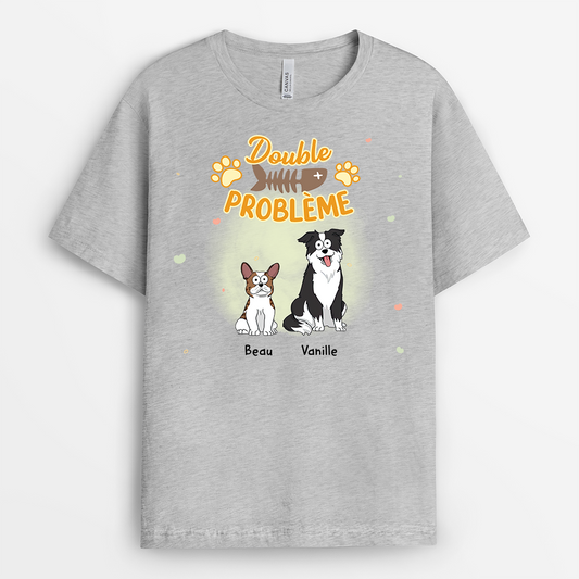 2852AFR2 t shirt personnalise chien trois fois plus dennuis 2852a