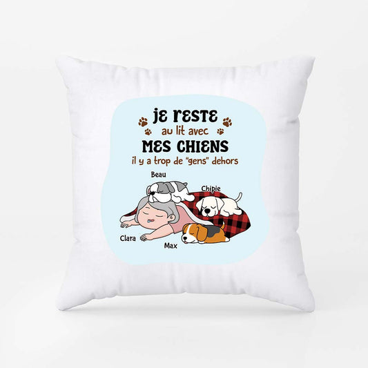 2881PFR1 jaime rester dans mon lit avec mes chiens coussin chien original