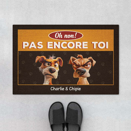 2891DFR1 oh non pas encore toi version chiens paillasson personnalise animaux chien