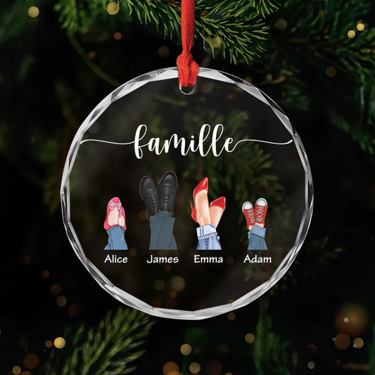 2894OFR1 ornement en verre personnalisee nos chaussures famille 2894otv7b