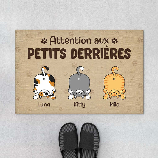 2902DFR1 attention aux petits derrieres version chats paillasson chat personnalisable_1