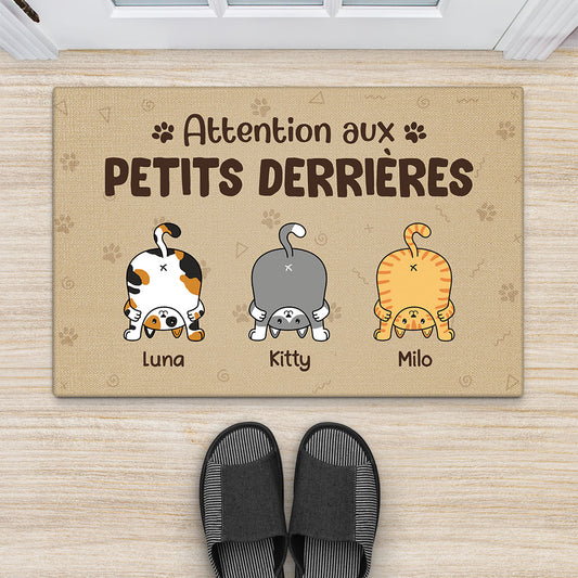 2902DFR1 attention aux petits derrieres version chats paillasson chat personnalisable_2