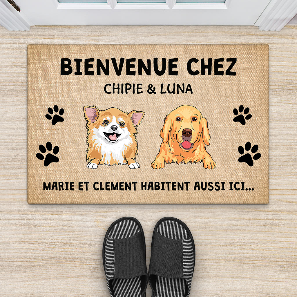 2910DFR2 les chiens habitent aussi ici paillasson avec chien personnalise