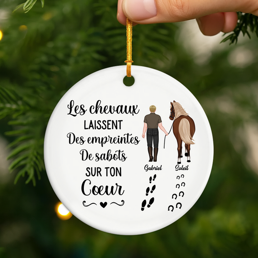 2938OFR2 ornement noel ceramique personnalise les chevaux laissent des empreintes de sabots 2938o6u7u