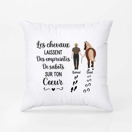 2938PFR1 les chevaux laissent des empreintes de sabots version homme coussin animaux personnalise