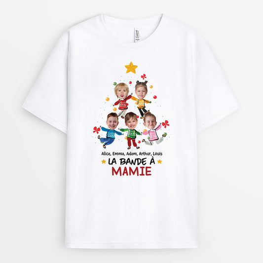 2964AFR1 la bande a mamie version sapin de noel avec visages t shirt mamie personnalisable