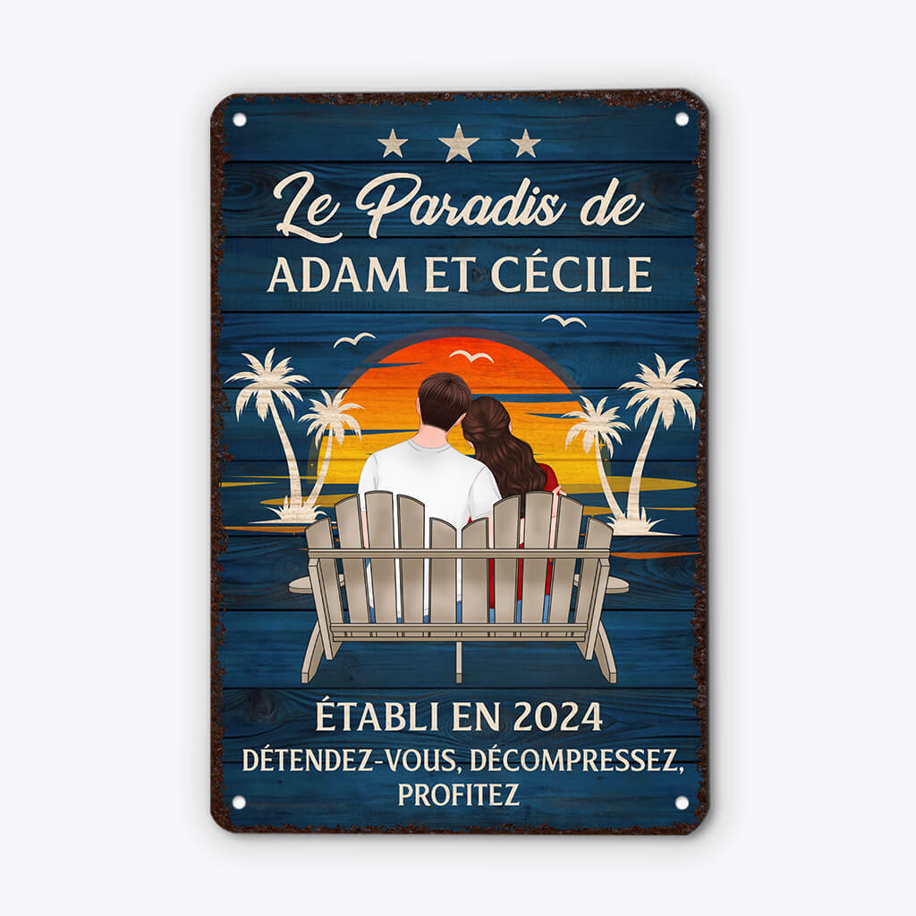 2982EFR2 notre paradis plaque personnalisee pour couple