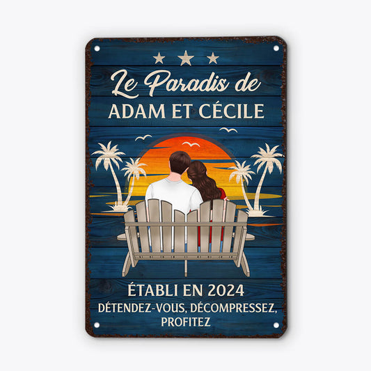 2982EFR2 notre paradis plaque personnalisee pour couple