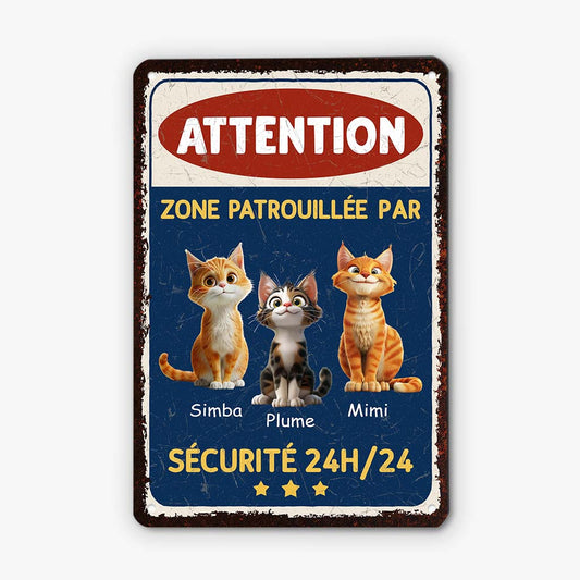 3005EFR1 effet dimpression 3d plaque de porte personnalisee chat zone patrouillee par des chats 3005e6t3d
