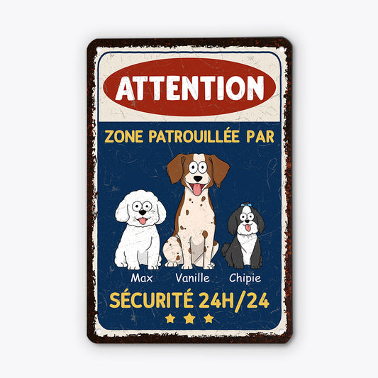 3005EFR2 plaque en metal personnalisee avec animaux de compagnie attention a mes chiens 3005e6p3c