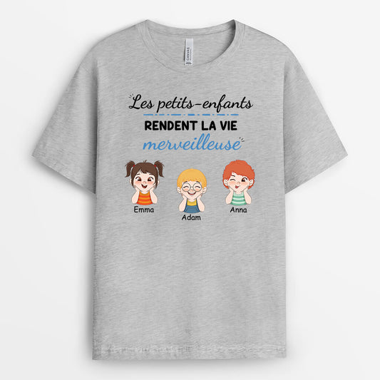 3070AFR2 les enfants rendent la vie merveilleuse version mamie tee shirt personnalise pour mamie