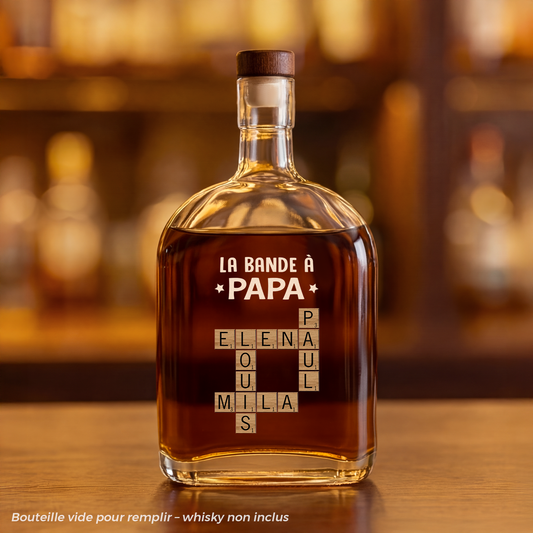 3142AFR1 bouteille de whisky personnalisable la bande a papa papy avec mot croise 3142aicf0b