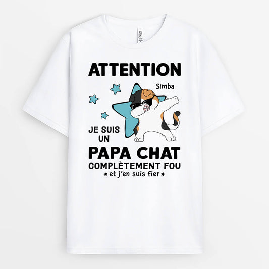 3165AFR2 je suis une maman papa chat completement folle fou tee shirt chat personnalise