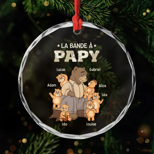 3214OFR1 ornement en verre personnalise la bande a papy ours 3214o6z7b