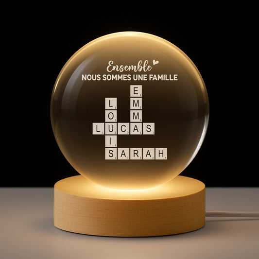 3221LFR1 boule de cristal personnalisee ensemble nous formons une famille 3221l6f5i