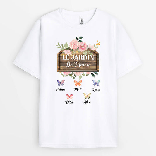 3295AFR1 le jardin de mamie avec papillon esthetique tee shirt personnalisable pour mamie