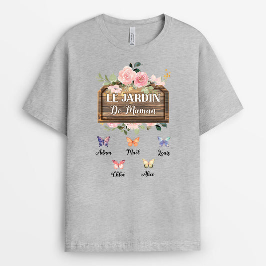 3295AFR2 le jardin de mamie avec papillon esthetique tee shirt personnalisable pour mamie