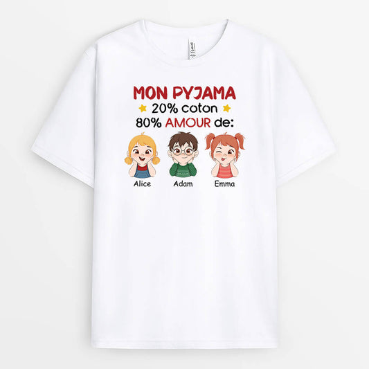 3296FR1 mon pyjama  20 _ coton 80 _ amour des enfants t shirt personnalise pour famille