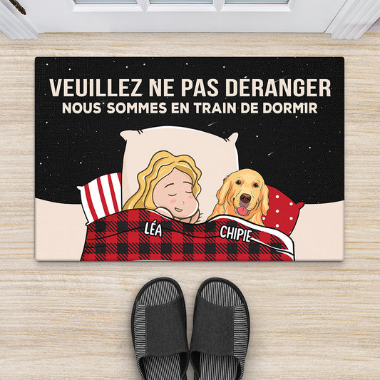3311DFR2 veuillez ne pas deranger version chien paillasson personnalise chien