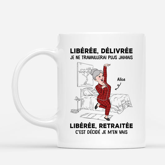 3316MFR3 libere delivre version femme en pyjama mug retraite personnalise femme
