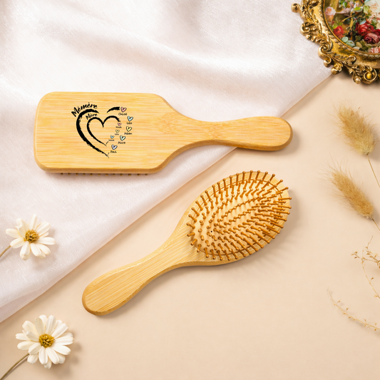 3319AFR2 brosse a cheveux personnalisee en bambou coeur de maman mamie 3319aqsh5a
