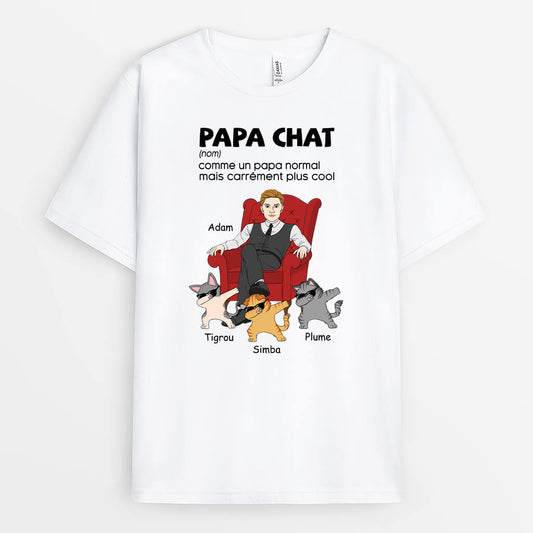 3342AFR1 definition du papa chat cool avec les chats cool tee shirt personnalise chat