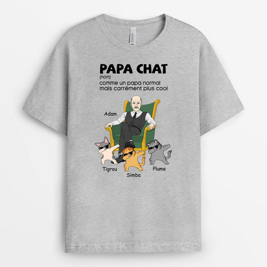 3342AFR2 definition du papa chat cool avec les chats cool tee shirt personnalise chat