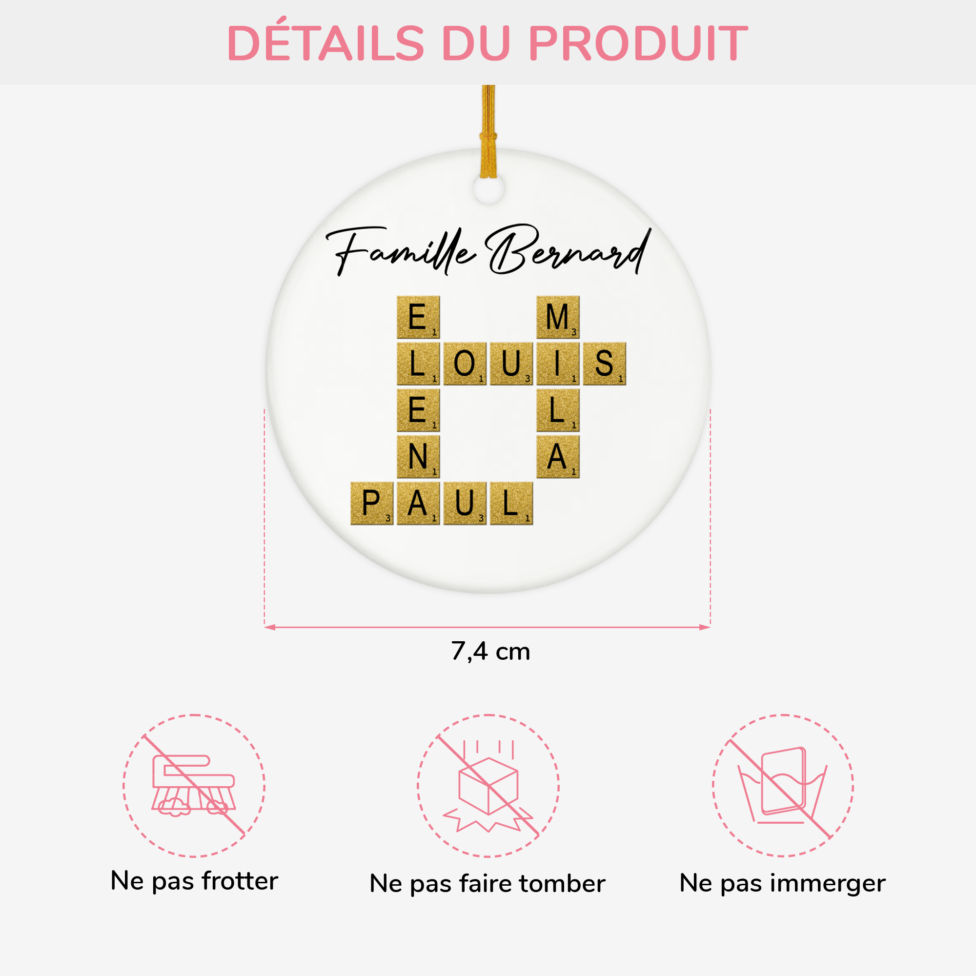 3370OFR3 ornement ceramique personnalise famille notre famille avec mots croises 3370o6t5i
